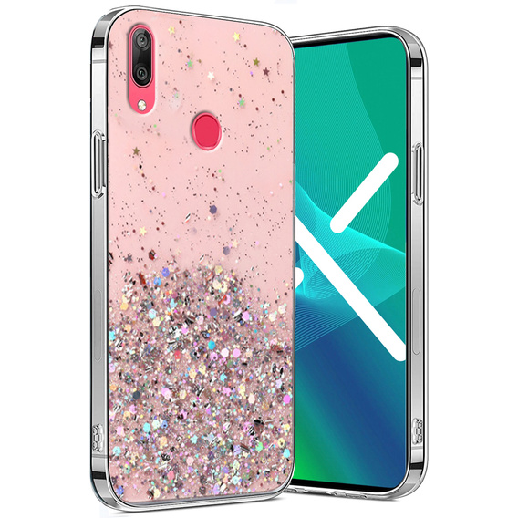 Etui do Huawei Y7 2019, Glittery, różowe