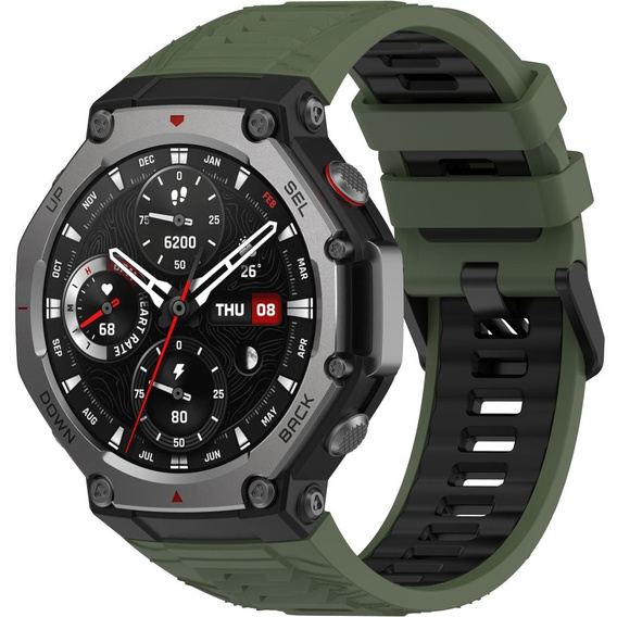 Pasek Silikonowy do Amazfit T-Rex 3, Zielony / Czarny