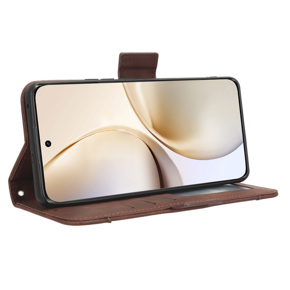 Etui z klapką do Realme 14 Pro 5G, Card Slot, brązowe