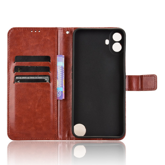 Etui z klapką do Nothing CMF Phone 1, Crazy Horse Wallet, brązowe