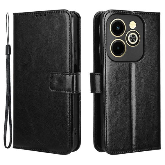 Etui z klapką do Infinix Hot 40i, Crazy Horse Wallet, czarne