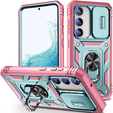 Etui pancerne do Samsung Galaxy S23, CamShield Slide, zielone / różowe
