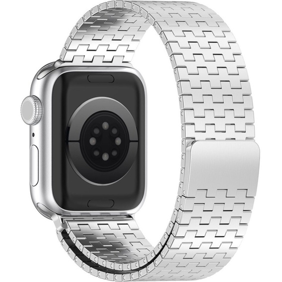 Stalowa Bransoleta do Apple Watch 1/2/3/4/5/6/7/8/9/10/11/SE Ultra 1/2/3 42/44/45/46/49mm, Srebrna