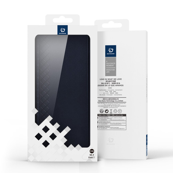 Etui Dux Ducis Bril Series do Samsung Galaxy Z Fold7 5G – niebieskie, skórzane, z funkcją podstawki