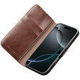 Etui ze skóry z klapką do iPhone 17 Pro Max, QIALINO Genuine Cow Leather – brązowe