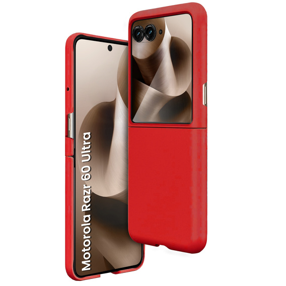Etui do Motorola Razr 60 Ultra, PC Case, ze szkłem, czerwone