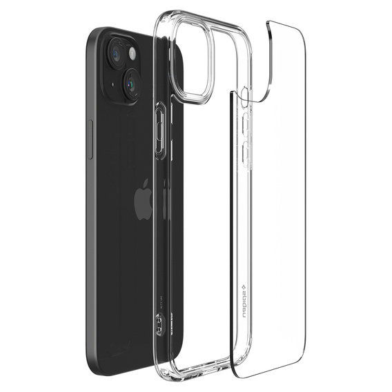 Etui Spigen do iPhone 15, Ultra Hybrid, przezroczyste + Szkło Hartowane 9H