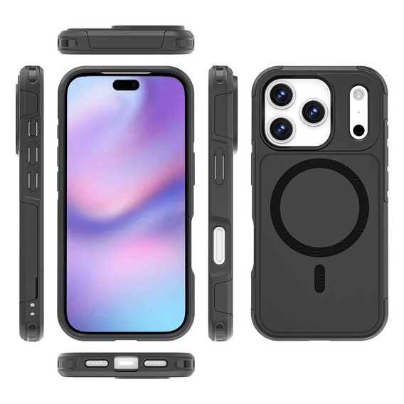 Etui pancerne do iPhone 17 Pro, MagForce MagSafe, czarne