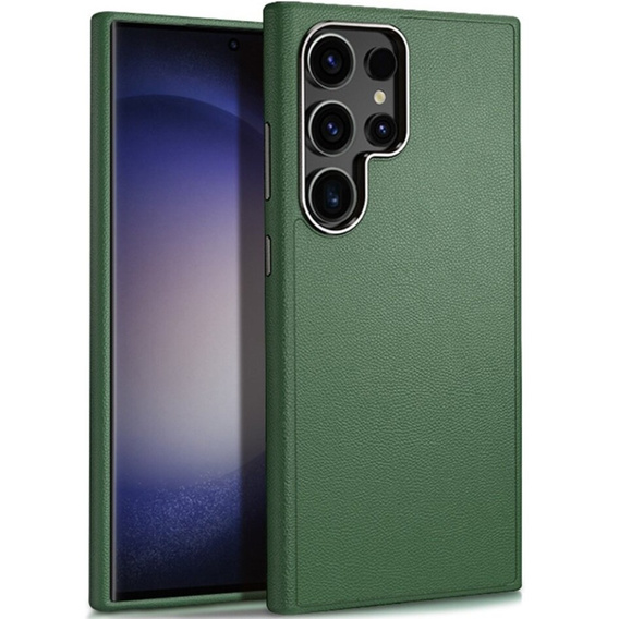 Etui skórzane do Samsung Galaxy S24 Ultra, leather hybrid, Zielone
