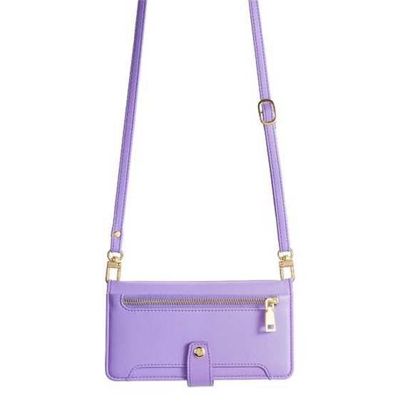 Etui z klapką do iPhone 17 Pro, Wallet Zipper Pocket, fioletowe