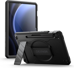 Etui pancerne do Galaxy Tab S10 Lite / S10 FE / S9 FE / Tab S9, Dexnor Kickstand z folią na ekran, czarne