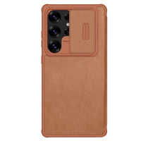 Etui z klapką NILLKIN do Samsung Galaxy S25 Ultra, CamShield Qin Pro, skórzane, brązowe