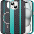 Etui do iPhone 15, Carbon Fiber MagSafe, czarne / niebieskie