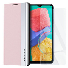 Zestaw Etui Side Magnetic do Samsung Galaxy M33 5G, Różowe + szkło