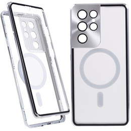 Etui Magnetic Dual Glass MagSafe do Samsung Galaxy S21 Ultra, srebrne
