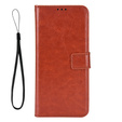 Etui z klapką do Honor Magic 7 Pro, Crazy Horse Wallet, brązowe