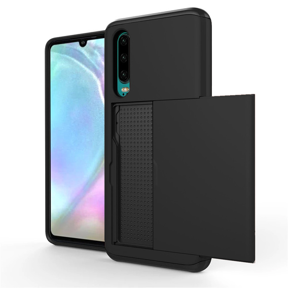 Etui do Huawei P30, Sliding Card Holder, czarne