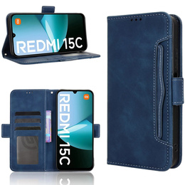 Etui z klapką do Xiaomi Redmi 15C 4G/LTE, Card Slot, granatowe