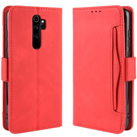 Etui z klapką do Xiaomi Redmi Note 8 Pro, Card Slot, czerwone