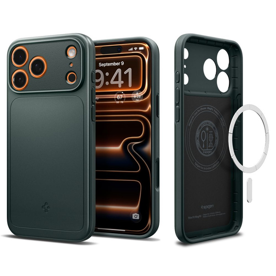Etui Spigen do iPhone 17 Pro Max, Thin Fit Mag MagSafe, Abyss Green