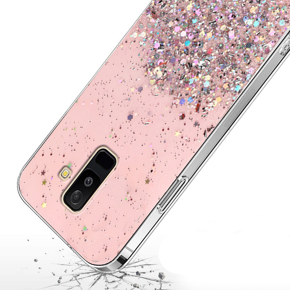 Etui do Samsung Galaxy A6 Plus 2018, Glittery, różowe