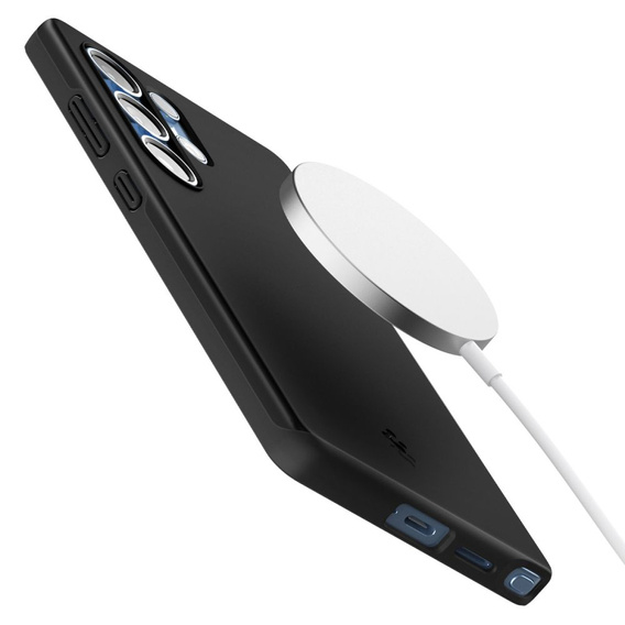 Etui Spigen do Samsung Galaxy S25 Ultra, Thin Fit Mag, czarne + Szkło hartowane 9H