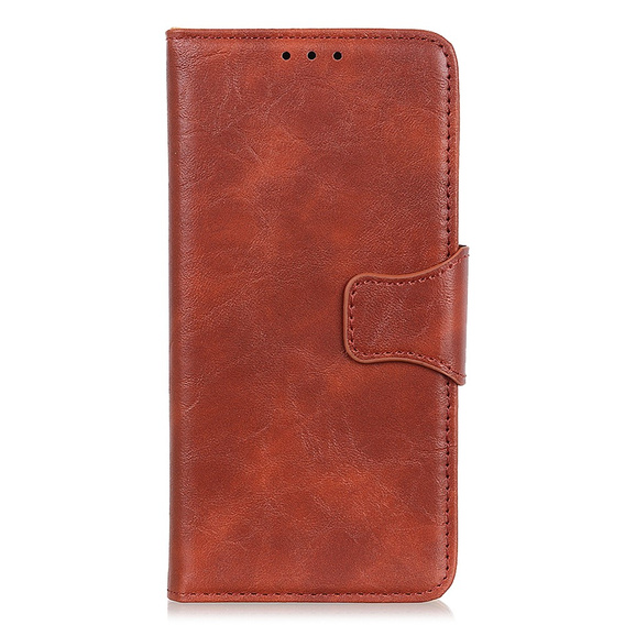 Etui z klapką do Samsung Galaxy S25 Edge, skórzane, brązowe