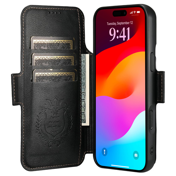 Etui z klapką 2w1 SUTENI do iPhone 17 Pro Max, do MagSafe, czarne