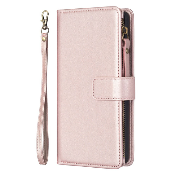 Etui z klapką do Samsung Galaxy A25 5G, Wallet Zipper Pocket, różowe rose gold