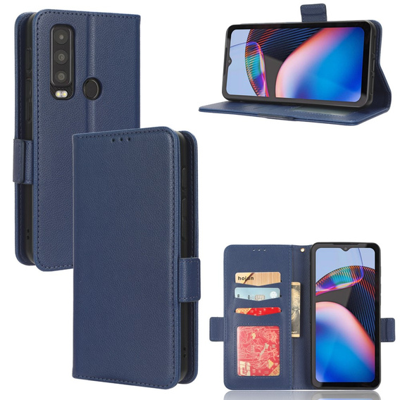 Etui z klapką do Cat S75 5G, Wallet Litchi Magnet, granatowe