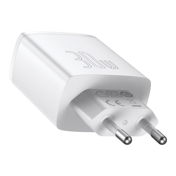 Baseus Compact PD 30W – ładowarka sieciowa z USB-C i 2x USB-A, biała