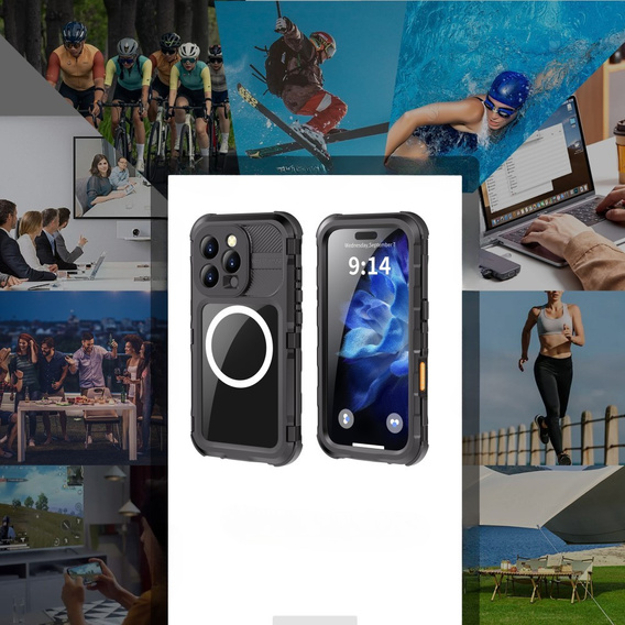 Etui Wodoszczelne IP68 do iPhone 16 Pro, SHELLBOX MagSafe, do pływania