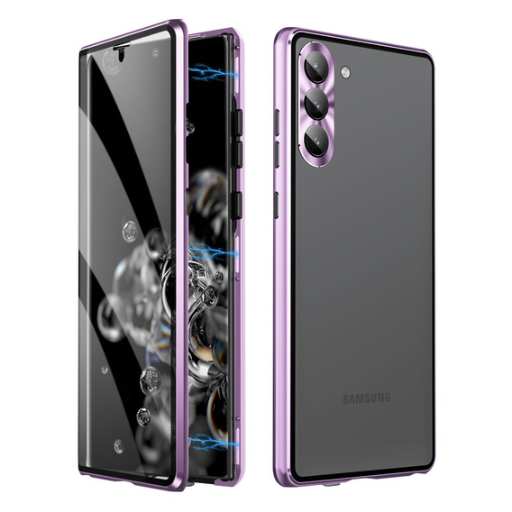 Etui do Samsung Galaxy S23 Plus, Magnetic Dual Glass, fioletowe