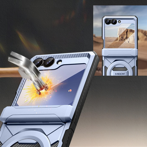 Etui do Samsung Galaxy Z Flip7 FE / Z Flip6, Tongate MECH Magsafe, niebieskie