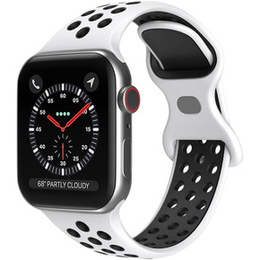 Pasek Silikonowy do Apple Watch 1/2/3/4/5/6/7/8/9/10/11/SE Ultra 1/2/3 42/44/45/46/49mm, Biały/Czarny