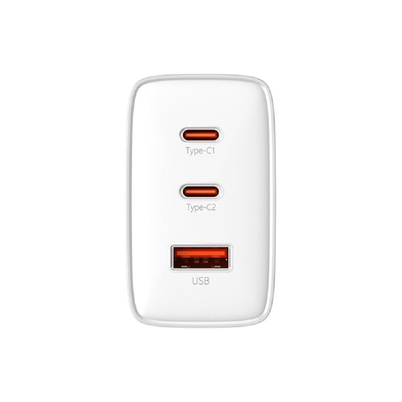 Baseus Cube Pro – uniwersalna ładowarka 65 W (2× USB‑C + 1× USB‑A), biała