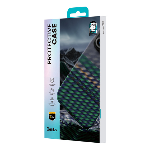 Etui BENKS Kevlar do iPhone 15 Pro Max, Magnetic Armor Pro Aurora 600D B062, do MagSafe, zielone