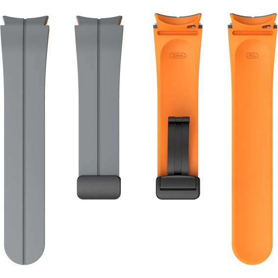 Pasek Silikonowy do Samsung Galaxy Watch 4/5/6/7/FE 40/42/43/44/45/46/47mm, Szary / Pomarańczowy