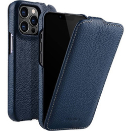 Etui MELKCO z klapką do iPhone 14 Pro Max, skórzane, flip, granatowe
