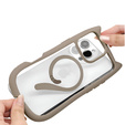 Etui do iPhone 16 Pro Max, do MagSafe, Cute Cat, szare + Szkło na ekran