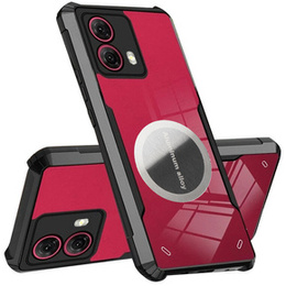 Etui do Motorola Edge 50 Fusion 5G, z blaszką magnetyczne, przezroczyste / czarne