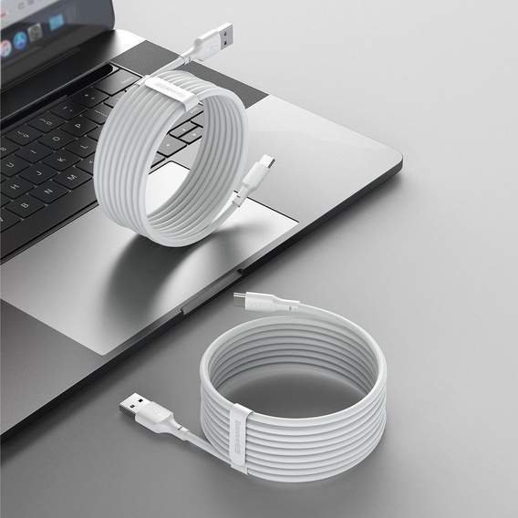 Baseus Simple Wisdom – zestaw 2 kabli USB-A do USB-C 1,5 m 5A - biały