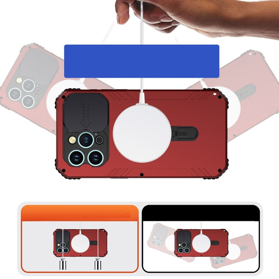 Etui do iPhone 15 Pro Max, DefenderMag, czerwone