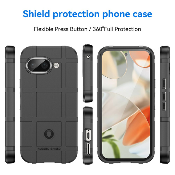 Etui do Google Pixel 9a – z teksturą kratki, czarne