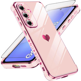Etui do Samsung Galaxy A36 5G, Electro heart, różowe rose gold + Szkło 9H