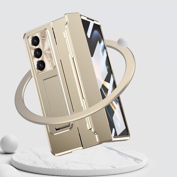 Etui ochronne PC z podstawką i ochroną zawiasu do Samsung Galaxy Z Fold6 5G – złote