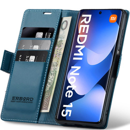 Etui do Xiaomi Redmi Note 15 5G / Poco M8 5G, ERBORD Glossy Litchi, portfel z klapką, niebieskie