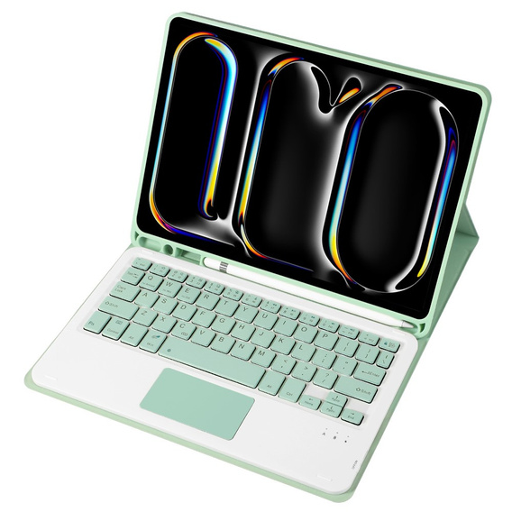 Etui z klawiaturą do iPad Pro 11" 2024 (5 gen.), Leather Pen Slot TouchPad, jasnozielone