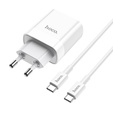 HOCO Network Ładowarka Sieciowa PD20W/QC3.0 - White + Kabel USB Type-C