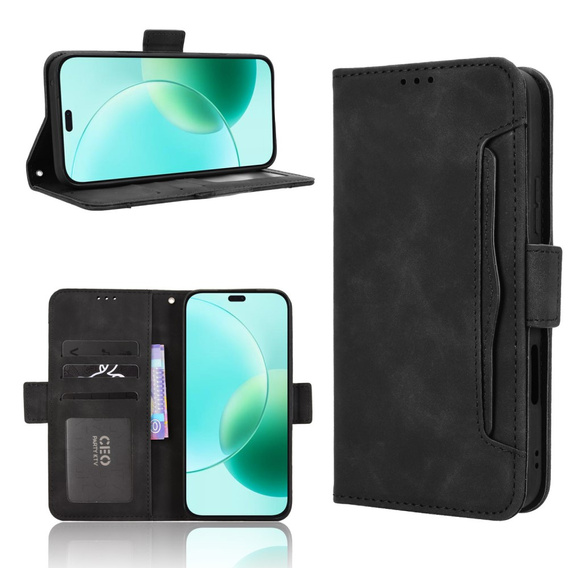 Etui z klapką do Honor 400 Lite, Card Slot, czarne